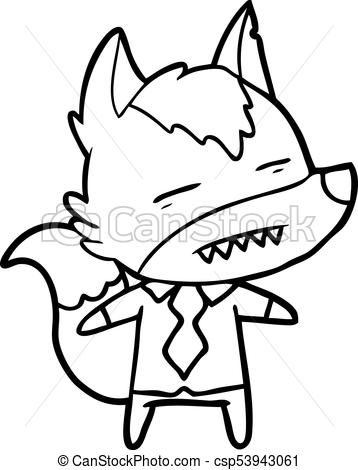 358x470 Cartoon Office Wolf Showing Teeth