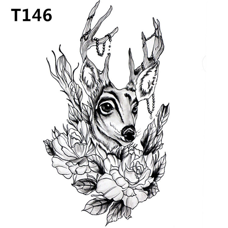 800x800 Large Block Scar Wild Wolf Totem Body Painting Flowers Arm Tattoo