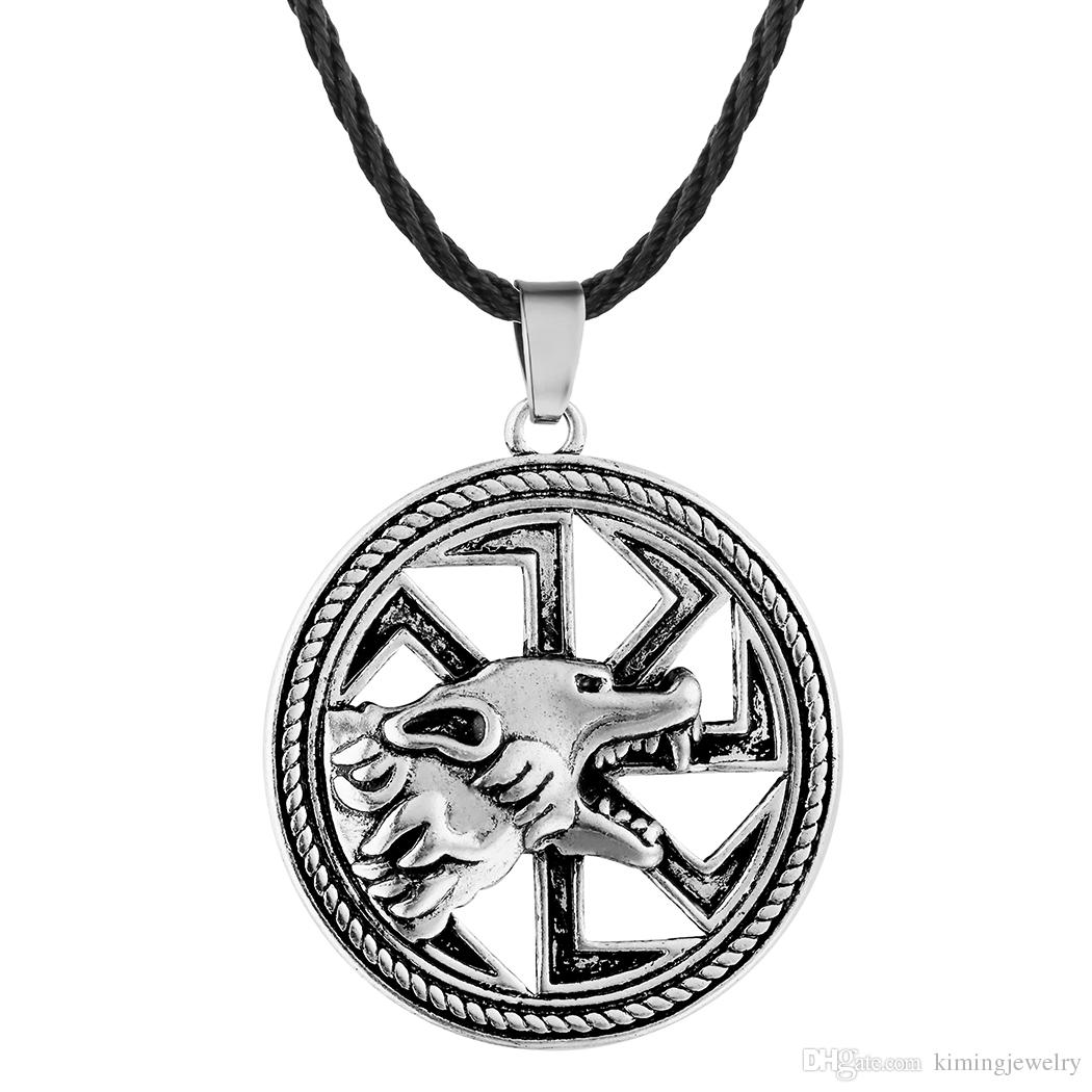 1050x1050 Wholesale New Slavic Amulet Wolf Totem Necklace Kolovrat Charm