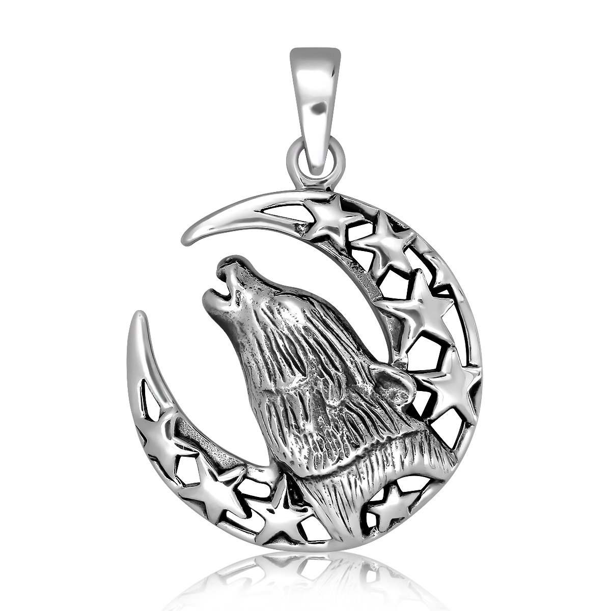 1200x1200 Withlovesilver Sterling Silver Howling Wolf Totem Amulet