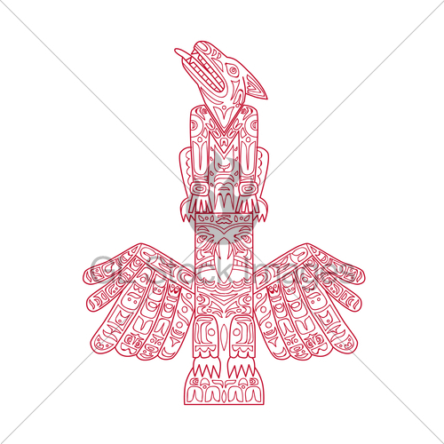 500x500 Wolf And Eagle Totem Pole Doodle Art Gl Stock Images