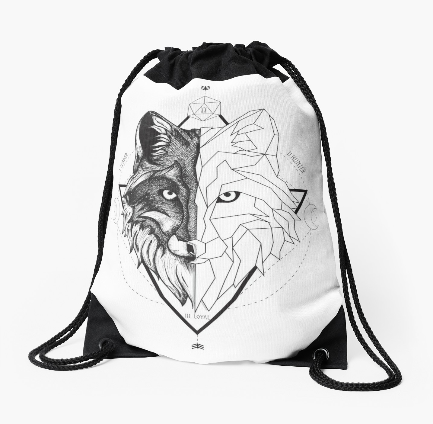 1435x1404 Wolf Totem Drawstring Bags