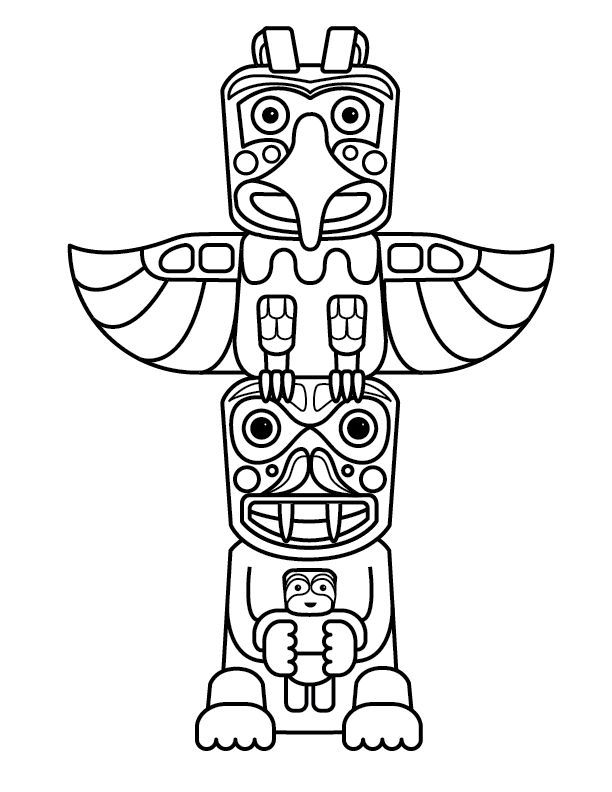 612x792 Drawn Totem Pole Tribal