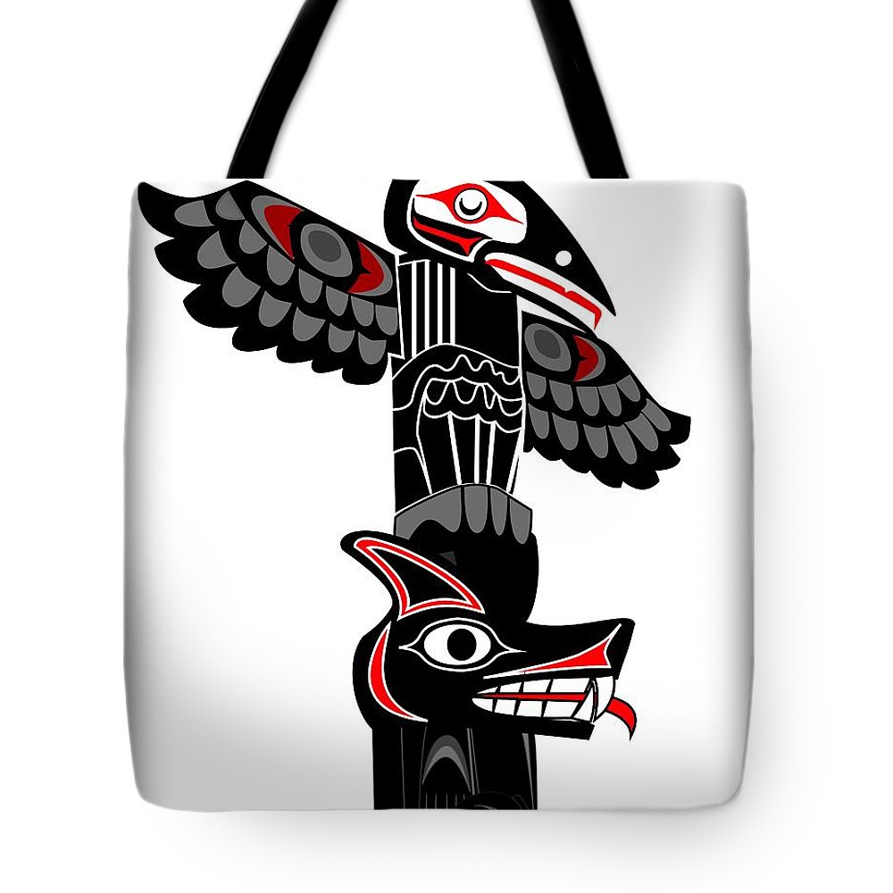 1000x1000 Raven Wolf Totem Pole Tote Bag For Sale