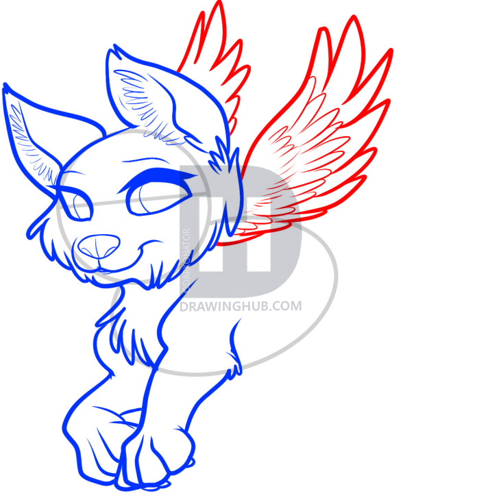 712x720 How To Draw A Flying Wolf, Flying Wolf, Step