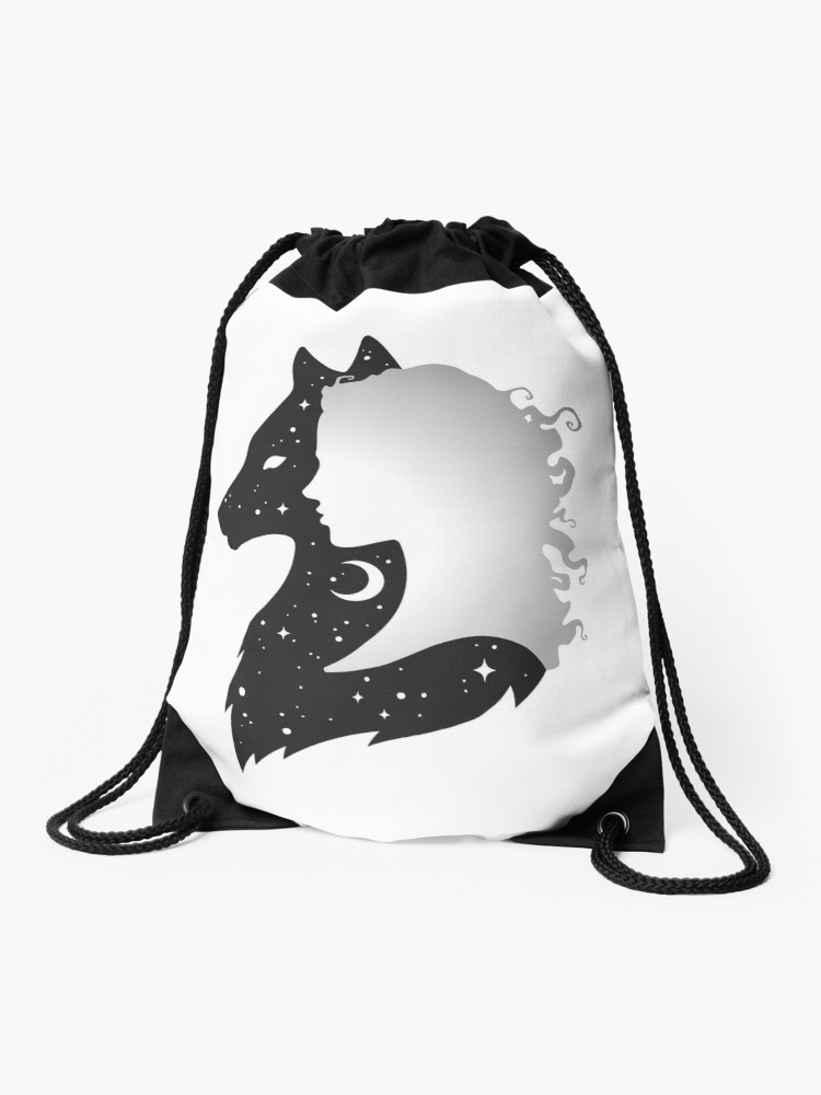 750x1000 She Wolf Woman And Wolf With Moon And Stars Drawstring Bag