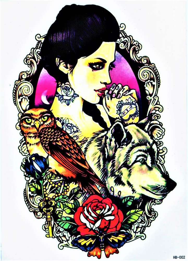 721x1000 Wolf Woman Owl Flower Image