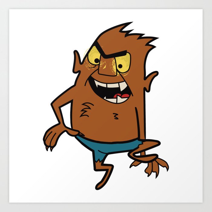700x700 retro werewolf wolfman monster art print