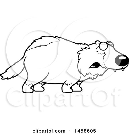 450x470 Clipart Of A Black And White Howling Wolverine