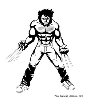 280x320 wolverine drawing a black and white drawing of wolverine