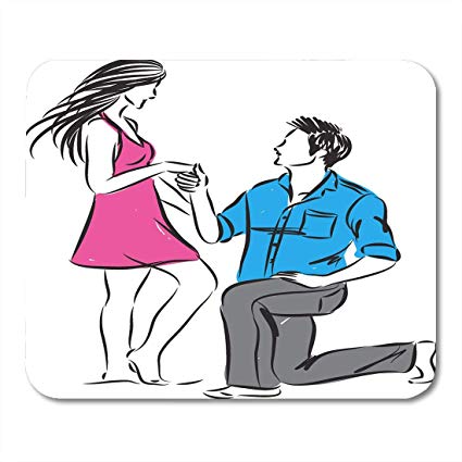 425x425 mouse pads couple drawing man asking woman to marry