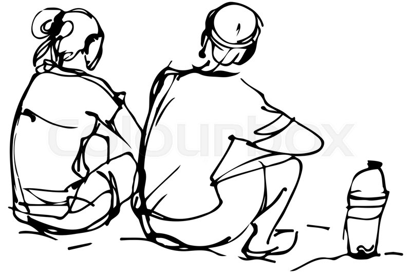 800x533 Black And White Vector Sketch Of Man Stock Vector Colourbox