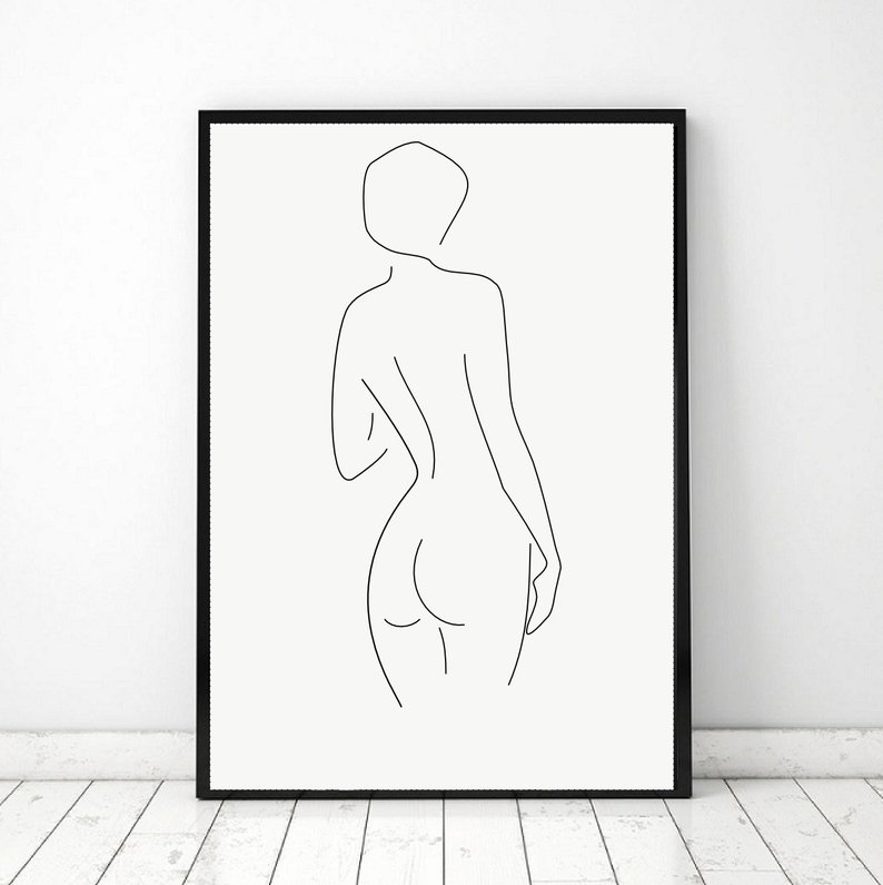 794x795 Modern Wall Art Line Drawing One Line Wall Art Woman Body Etsy