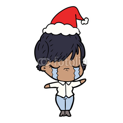 400x400 Line Drawing Of A Woman Crying Wearing Santa Hat Buy Photos Ap