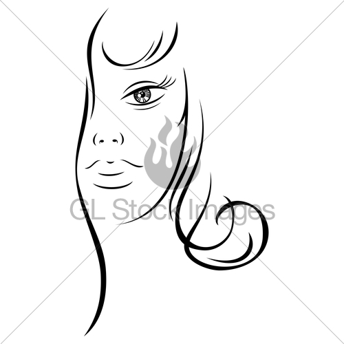 500x500 Line Drawing Beautiful Woman Face Gl Stock Images