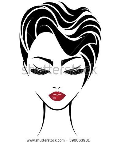 381x470 Illustration Of Women Short Hair Style Icon, Logo Women Face