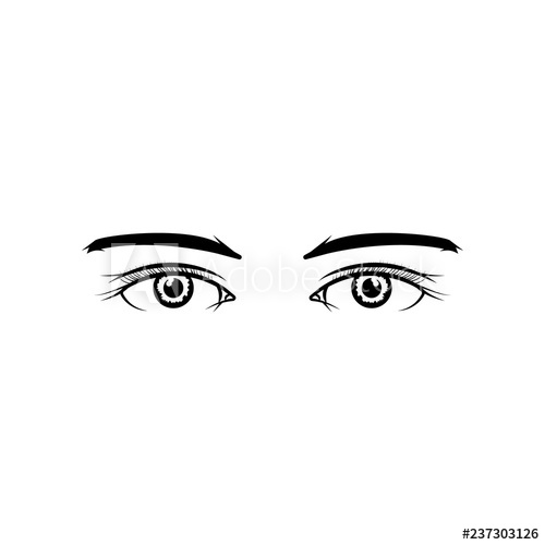 500x500 Realistic Woman Eyes Black And White Vector Illustration On White