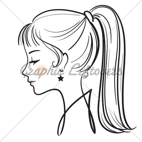 500x500 Sketch Clipart Female Face Pencil Drawing