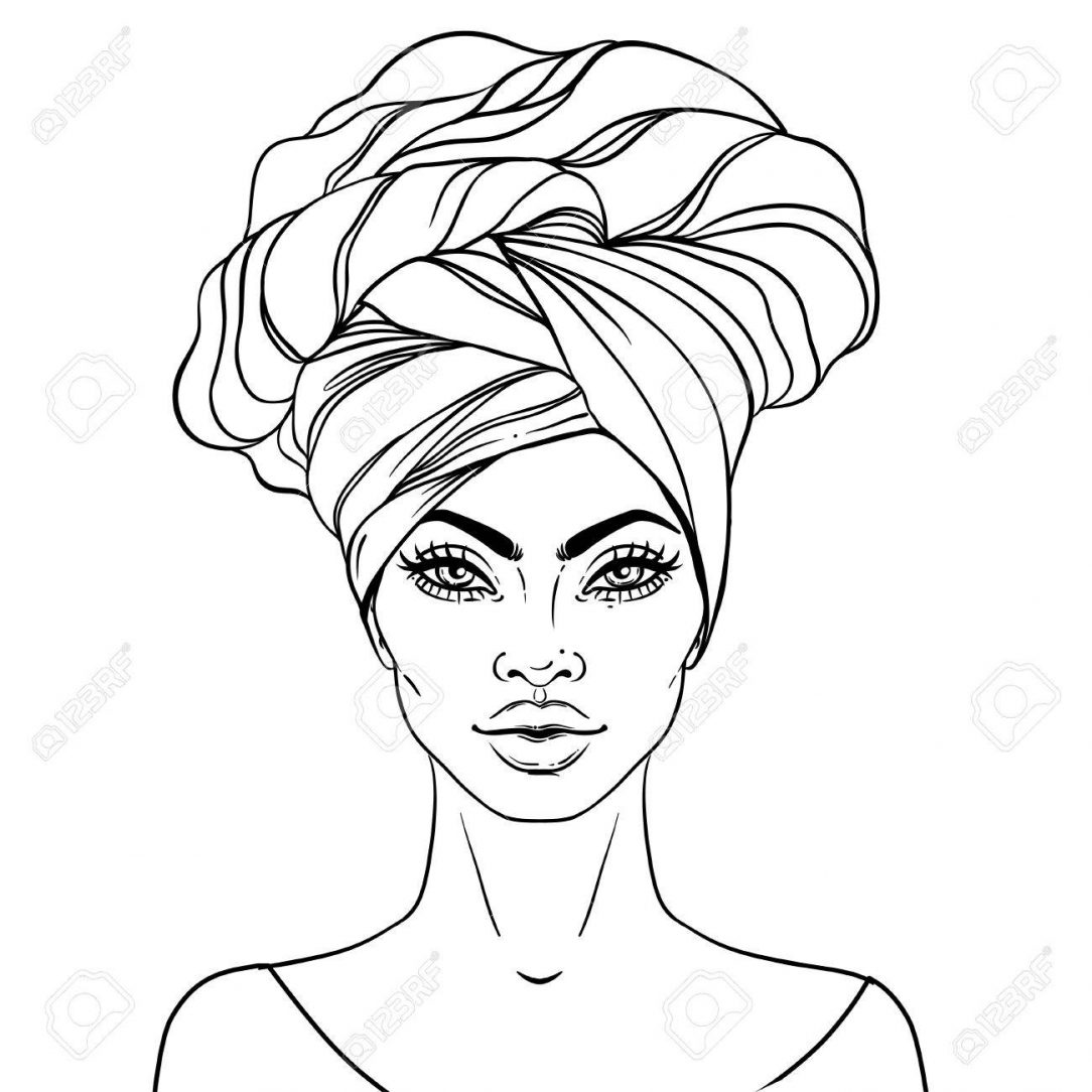 1084x1084 Black Woman Drawing Curly Hair Face Young Silhouette Pencil