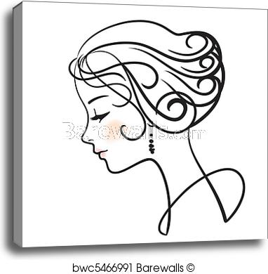 382x390 Beautiful Woman Face Vector Illustration Canvas Print