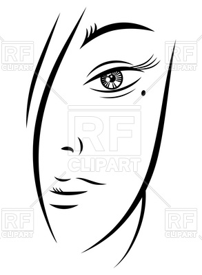 293x400 Face Of Young Beautiful Woman In Simplistic Line Style Vector