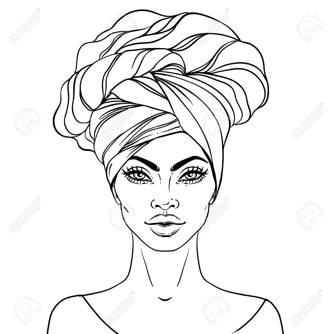 1300x1300 Young Black Woman Drawing With Crown Line Sketch Art Iydunetwork