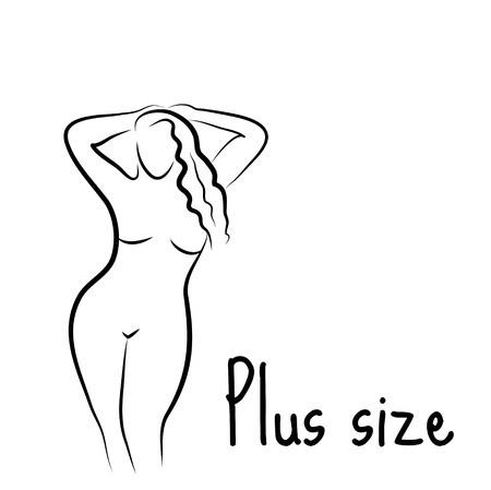 450x449 Plus Size Model Woman Sketch Hand Drawing Style Curvy Body Icon