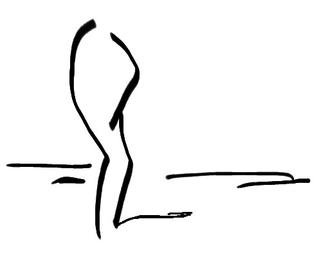 322x257 woman emerging from the bath without her head pen drawing