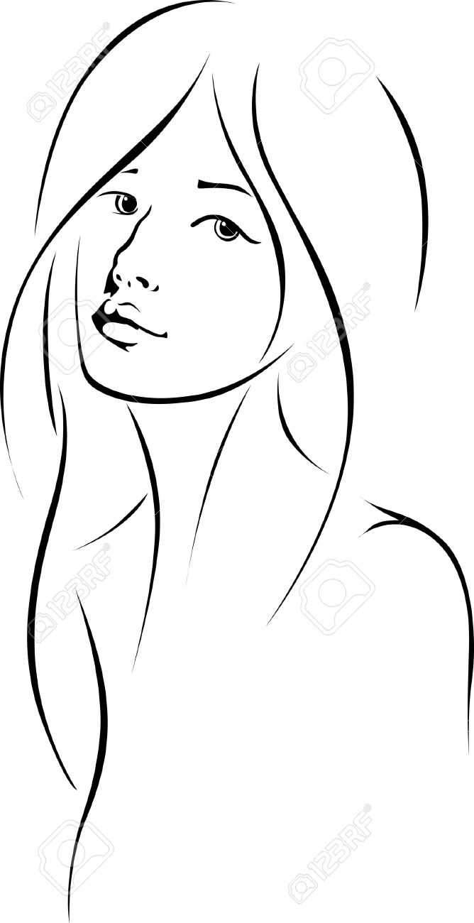 668x1300 Woman Face Drawing Silhouette