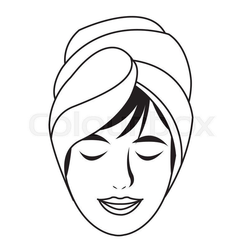 800x800 Woman With Towel On Head Spa Stock Vector Colourbox