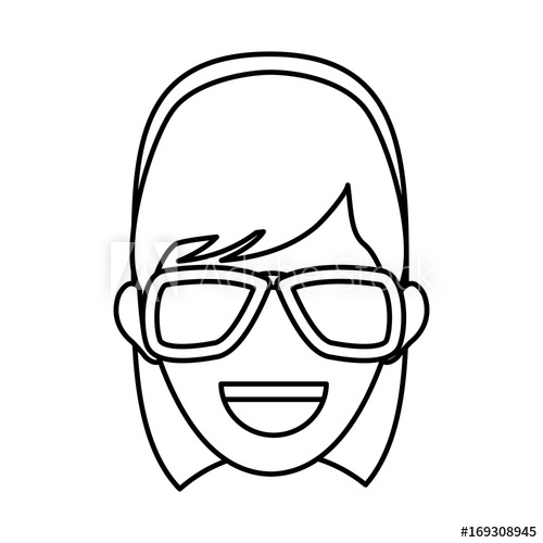 500x500 Character Woman Head Person Image Contour Vector Illustration