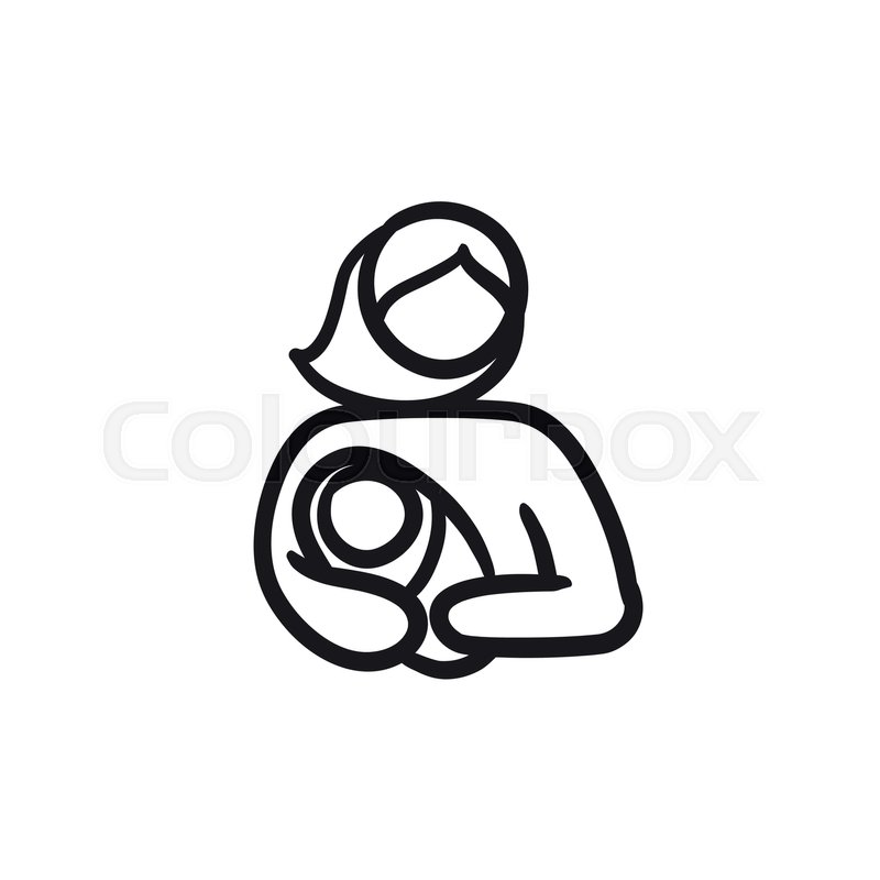800x800 Woman Holding Baby Vector Sketch Icon Stock Vector Colourbox