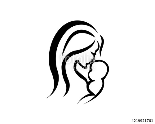 500x400 Breast Feeding Vector Sign Mother Holding Newborn Baby In Arms