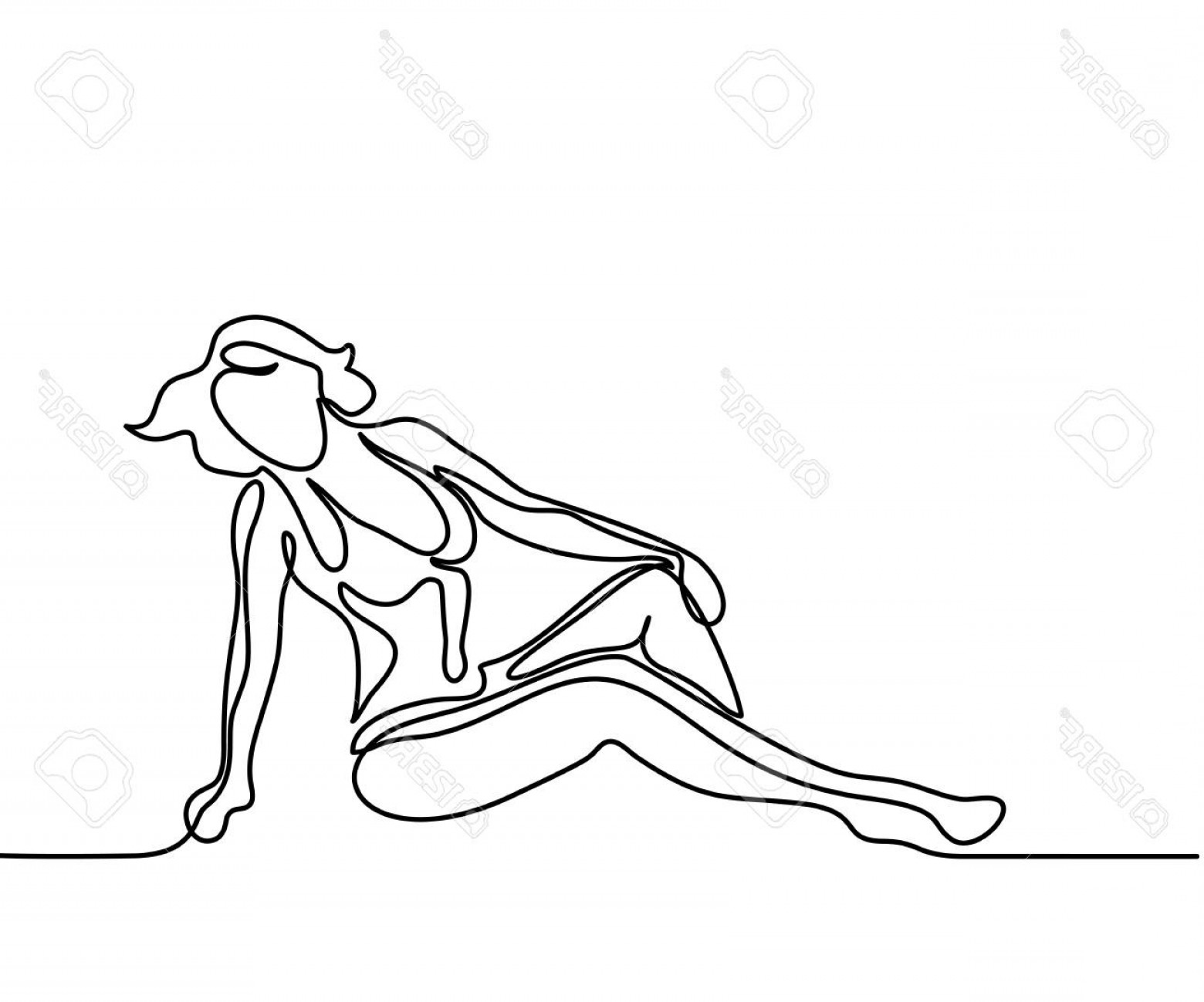 1560x1299 Photostock Vector Woman Sitting On The Beach Continuous Line