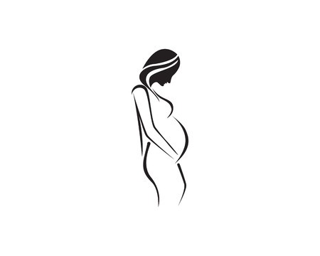 450x360 Beautiful Pregnant Woman, Vector Line Drawing Royalty Free Vector