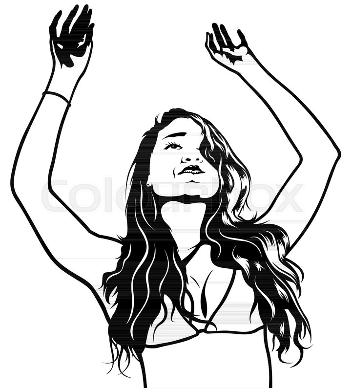 721x800 Girl With Hands Up Sketch