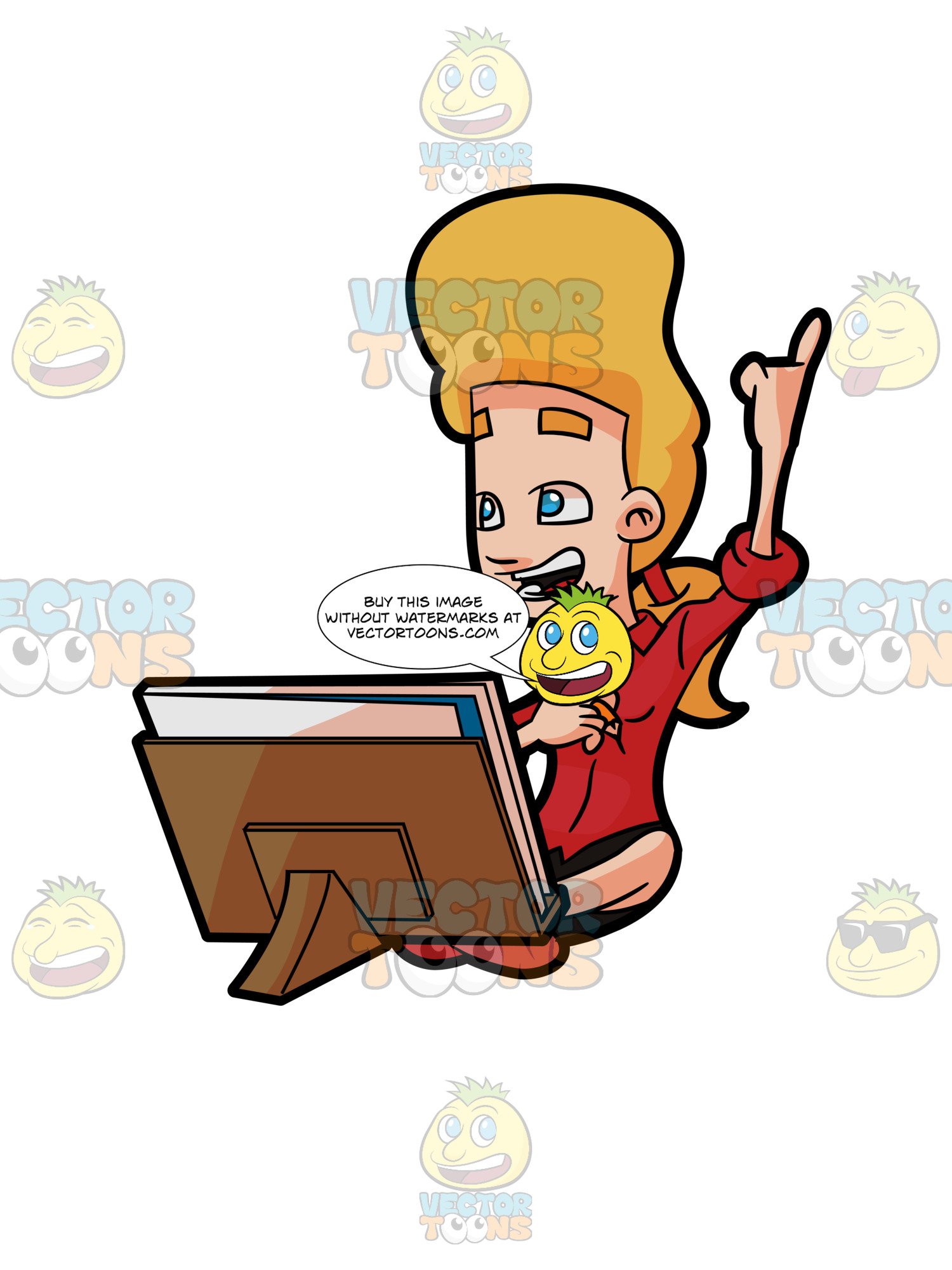 1500x2000 A Woman Jubilantly Lights Up After Thinking Of A Subject To Draw