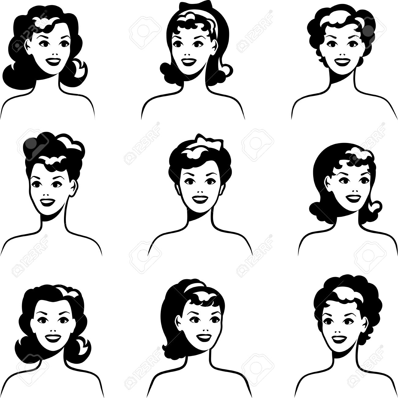1300x1300 Huge Collection Of 'pin Up Girl Face Drawing' Download More Than