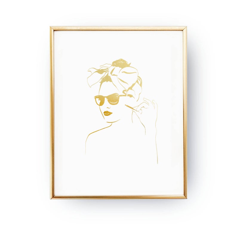 794x794 Pin Up Girl Print Makeup Print Fashion Poster Real Gold Etsy