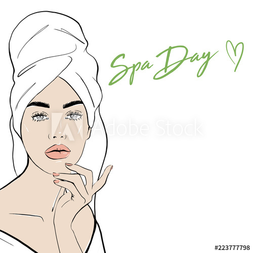 500x500 Beauty Spa Face, Pretty Woman In Towel And In Bathrobe Portrait