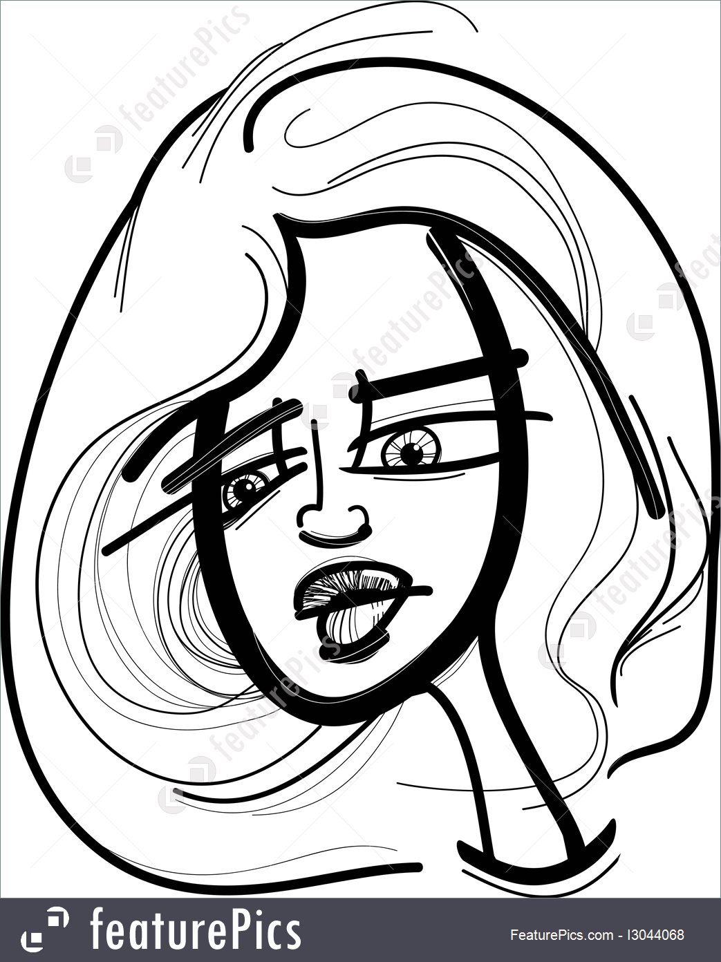 1043x1392 Cute Blond Woman Illustration