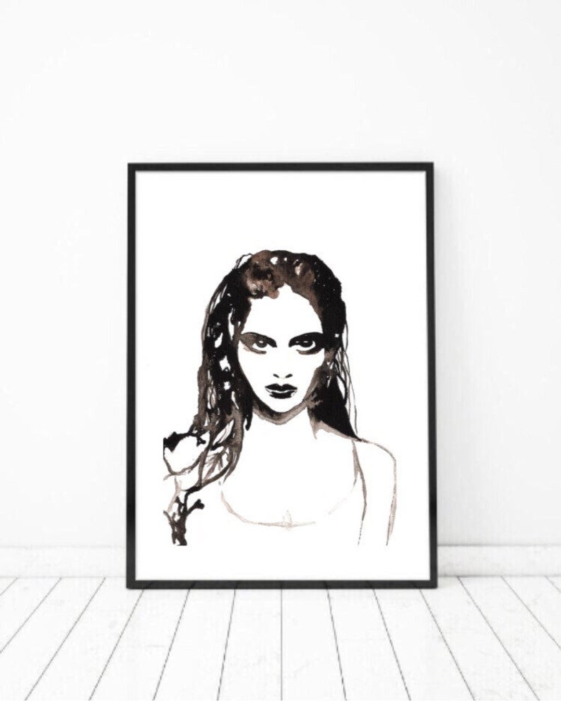 794x992 Digital Portrait Painting Print Goth Decor Poster Printable Etsy
