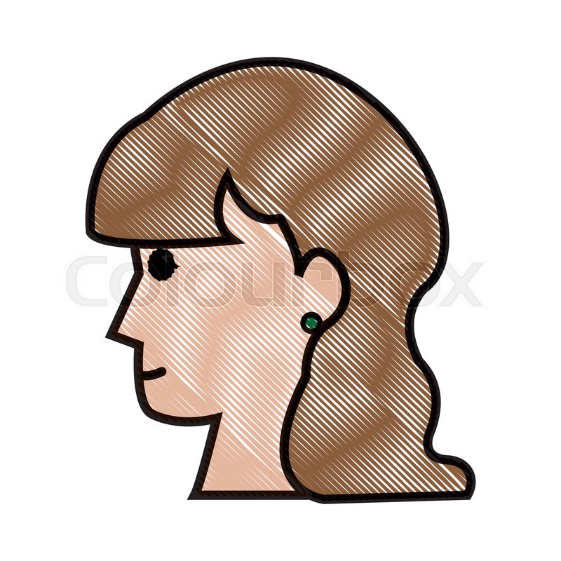 800x800 Drawing Profile Head Woman Female Long Stock Vector Colourbox
