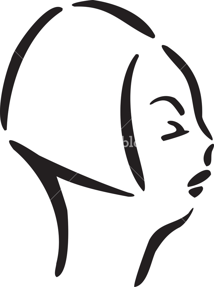 747x1000 Illustration Of A Woman Profile Face Royalty Free Stock Image