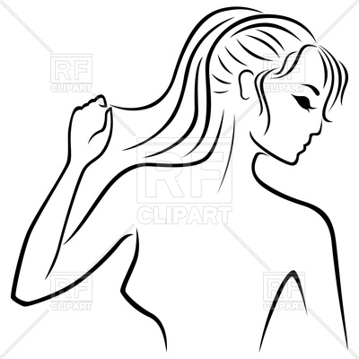400x400 Outline Of Young Beautiful Woman Profile Vector Image Of People