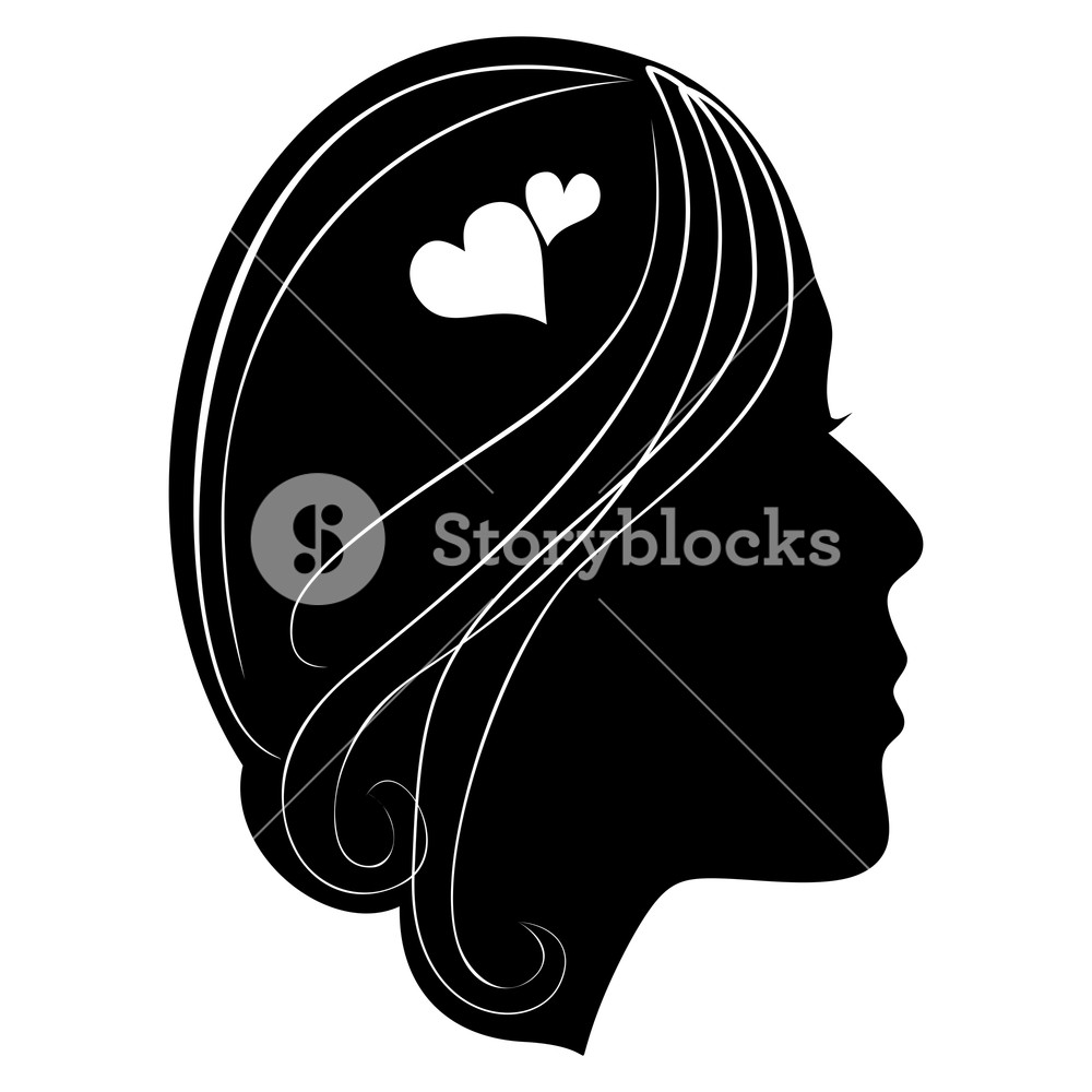 1000x1000 Silhouette Of A Girls Head With Classic Long Hair Hairstyle