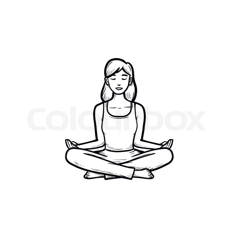 800x800 Woman Sitting In Yoga Lotus Pose Hand Stock Vector Colourbox