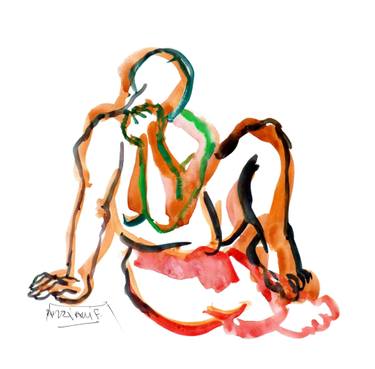 375x369 Woman Sitting Orange Drawing