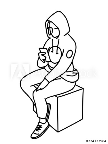 375x500 Young Woman In Hoodie Sitting On Box, Looking