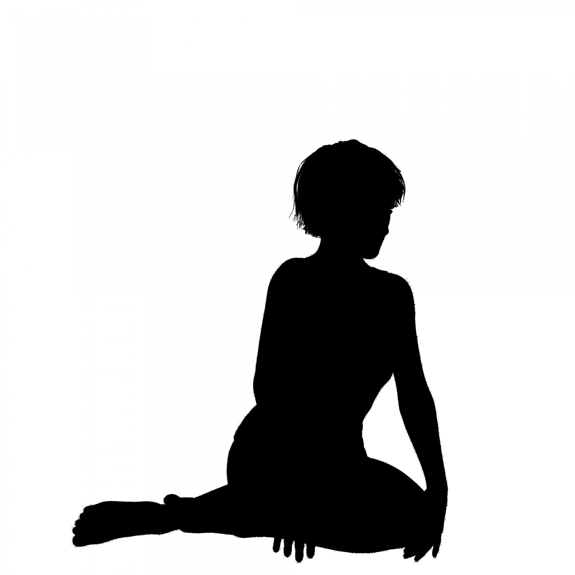 1920x1920 Black, Silhouette, Outline, Sitting, Woman